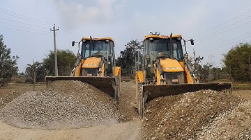 Gravelling and Leveling Road With JCB Backhoe - Experience JCB Operator Making Village Road- Part 2