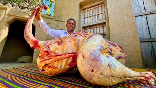 Cooking A Whole Huge Ostrich 60 Kg Whole Ostrich Cooking In Village Village Food Secrets