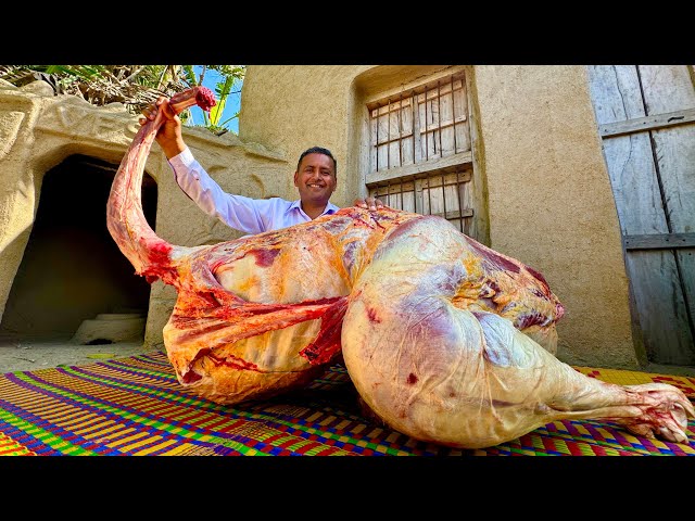 Cooking A Whole Huge Ostrich | 60 KG Whole Ostrich Cooking in Village | Village Food Secrets class=