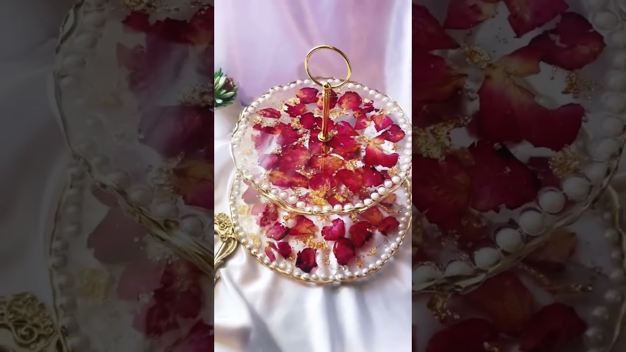 Dried Roses 2 tier Cake stand | Resin Art | DIY | Preserve Flowers in resin |Epoxy Art