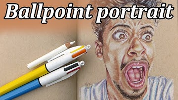 BALLPOINT PEN PORTRAIT // Bic pen ink drawing demo