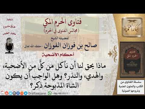 ما هي أحكام الأضحية، والهدي، والنذر؟ للشيخ صالح الفوزان