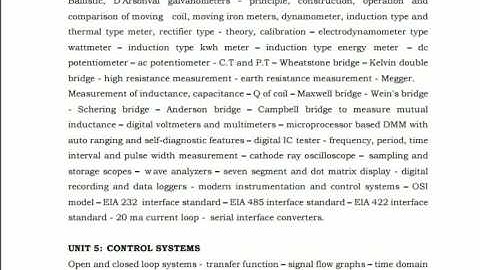 TRB Lecturers (Engineering / Non-Engineering) Syllabus in Intrustementation & Control Engineering