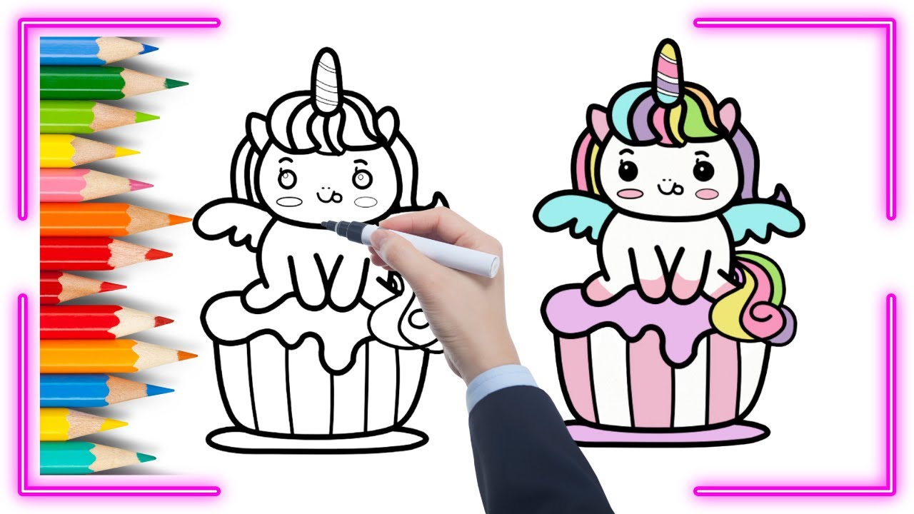 How to Draw a Cute Unicorn Cupcake - Easy Step by Step Tutorial - Cute ...