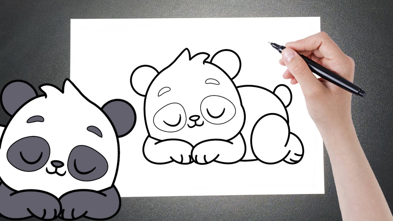Desenhos animados do urso panda fofo dormindo em bambu boa noite animal  kawaii