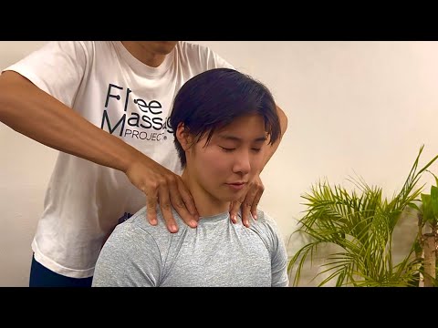 ASMR 肩から背中まで硬い疲労に肩もみと背中のマッサージ