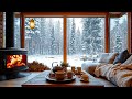 Snowfall At Cozy Winter Cabin Ambience Slow Piano Music Fireplace Sounds For Relaxation 