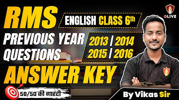 RMS Previous Year Questions With Solutions | English Class 6 Answer Key