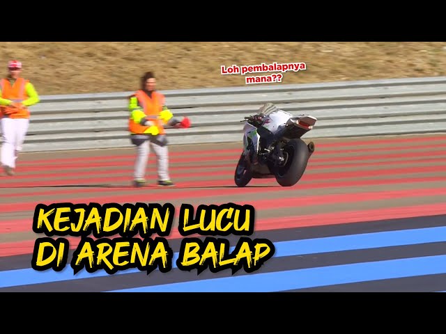 MOTORNYA JALAN SENDIRI??!! KEJADIAN LUCU u0026 UNIK DI ARENA BALAP class=