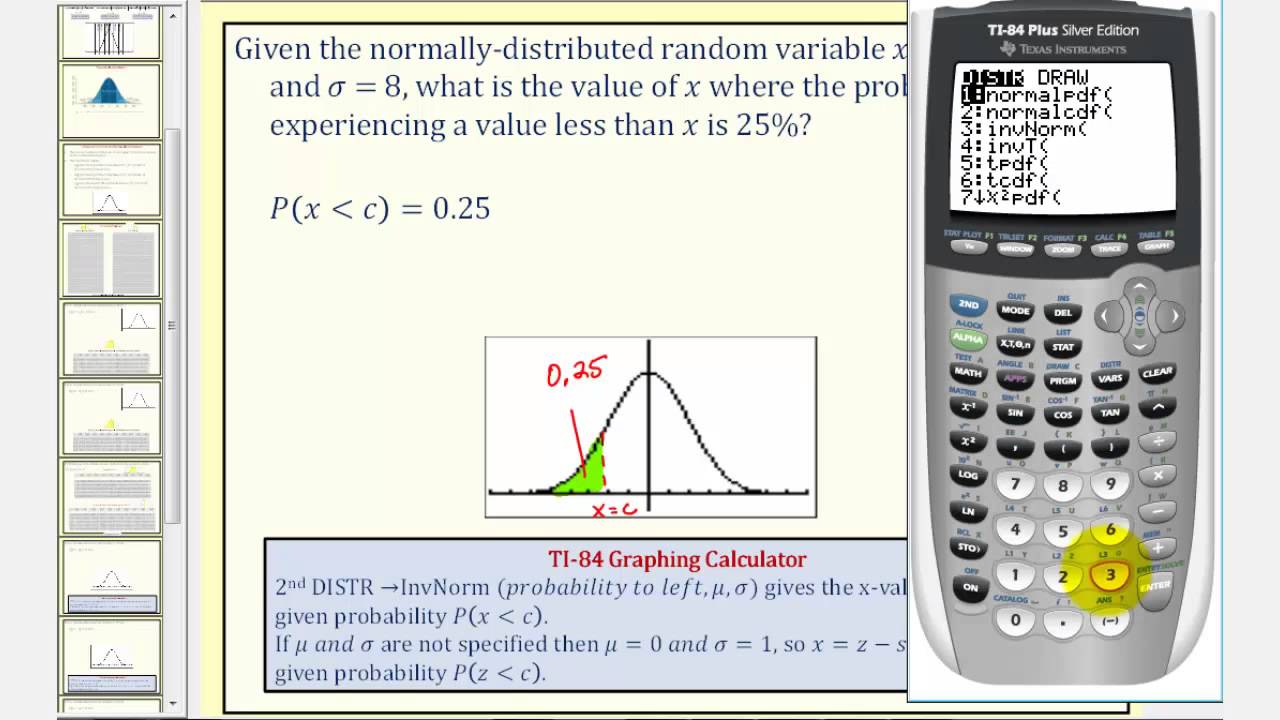 Ex: Normal Distribution: Find the Value x Given a ...