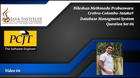 Question Set 06 | Database Management System | Java Institute | Dileshan