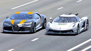 Koenigsegg Jesko Absolut vs Bugatti Chiron Super Sport 300+ - Drag Race 20 KM