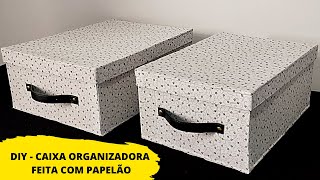 DIY | COMO FAZER CAIXA ORGANIZADORA FEITA COM PAPELÃO E TECIDO | IDEIA 7