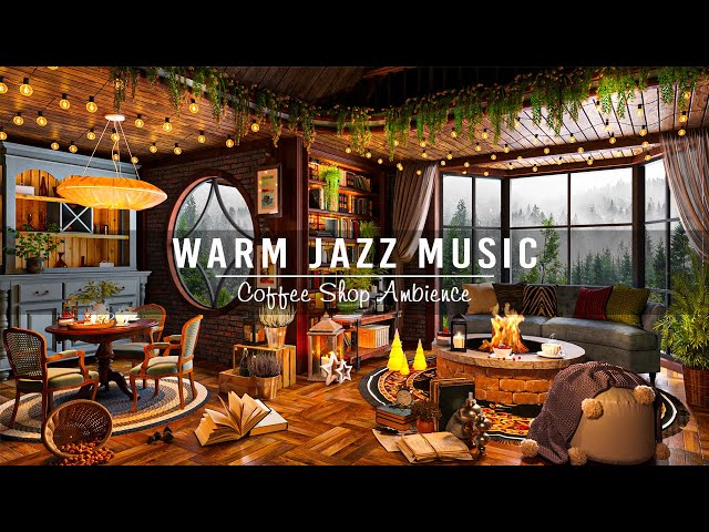 Cozy Coffee Shop Ambience & Warm Piano Jazz Music for Work,Study,Unwind☕Soft Jazz Instrumental Music class=