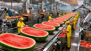 Fresh Watermelon Juice Production | Step by Step Inside Factory Process