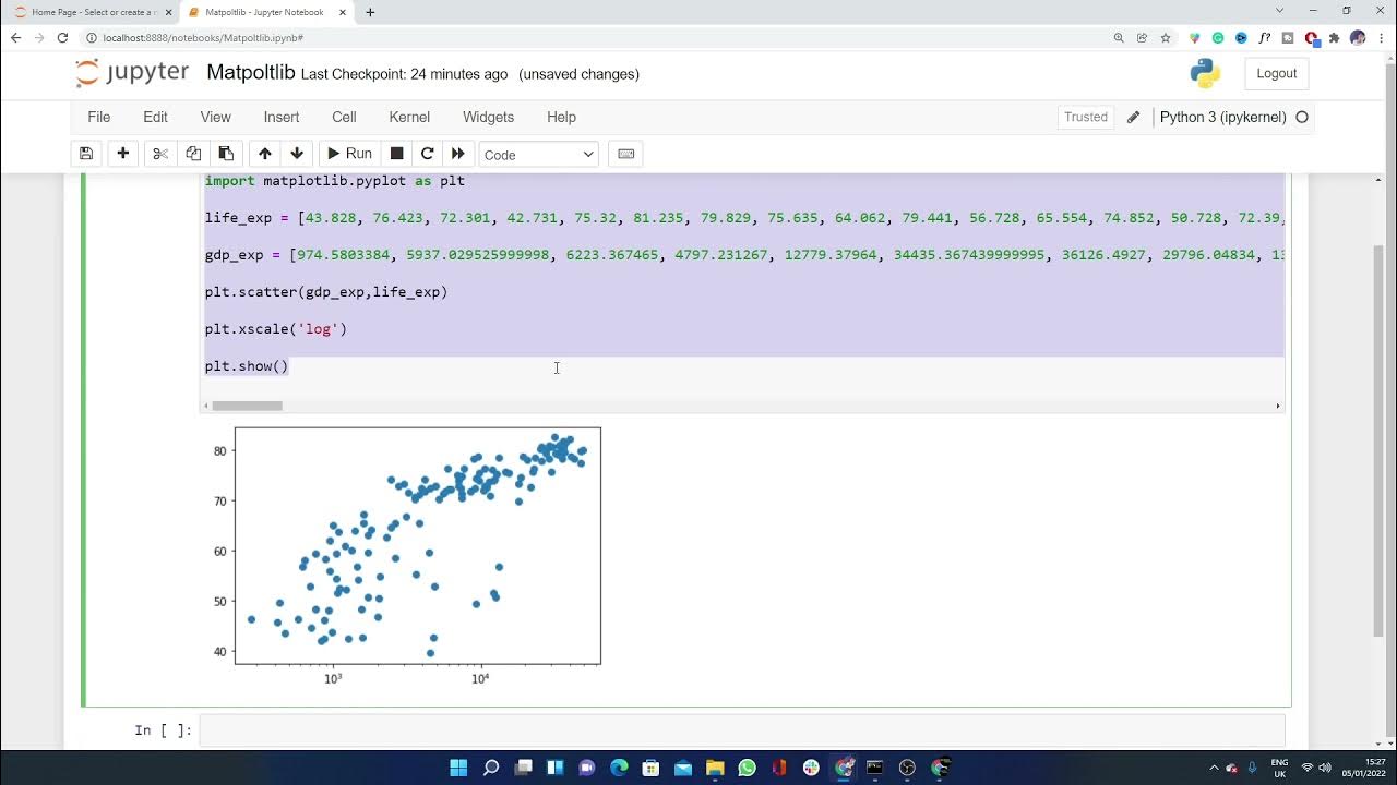 python logarithmic x axis - YouTube