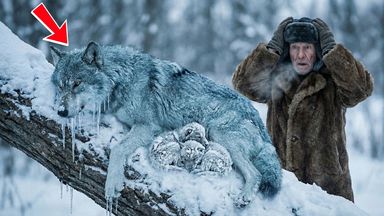 Лесник спас замерзающую волчицу и ее щенка — то, что случилось потом, поражает до слез