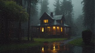 Heavy Rain and Thunder Outside a Cozy Cabin | 3 HOURS Of Rain Perfect for Sleep, Studying, Relaxing