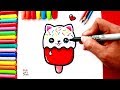 Aprende a dibujar un HELADO DE GATITO Kawaii | How to Draw a Cute Kitten Ice Cream