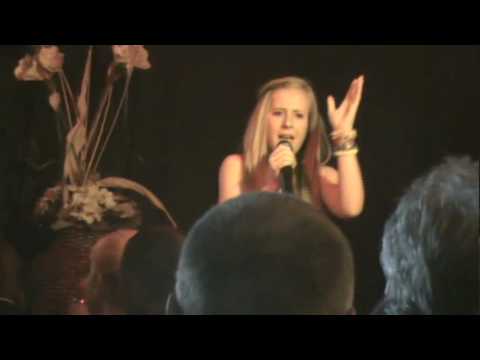 Megan Rowe singing DON'T RAIN ON MY PARADE