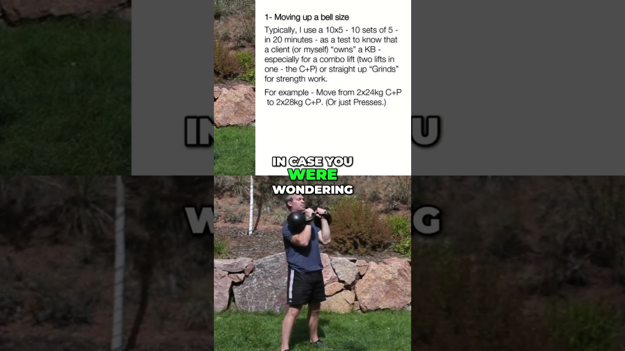 I use the "10x5 in 20 minutes" test to know when a client is ready to move up a Kettlebell size