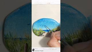 Rock Painting Beach Landscape #rockpainting #rockpaintingideas #rockpaintingtutorial