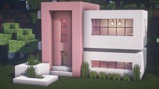 بناء بيت في ماين كرافت باللون الوردي من طابقين 🌸 Building a house in Minecraft