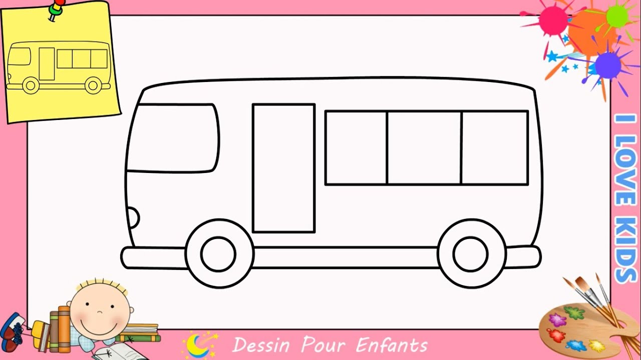 Comment dessiner  un bus  FACILEMENT etape par etape pour 