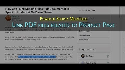 provide PDF Link to document on product page | Shopify Store