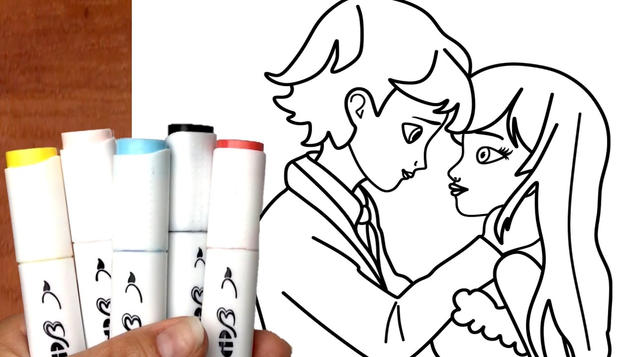 How To Color Miraculous : Marinette & Adrien Love - YouTube