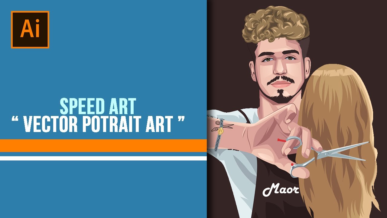 vector potrait for customer - speed art using adobe illustrator cc 2019 ...