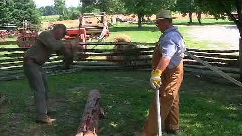 Harvest Hastings: Splitting a log for a cedar rail fence