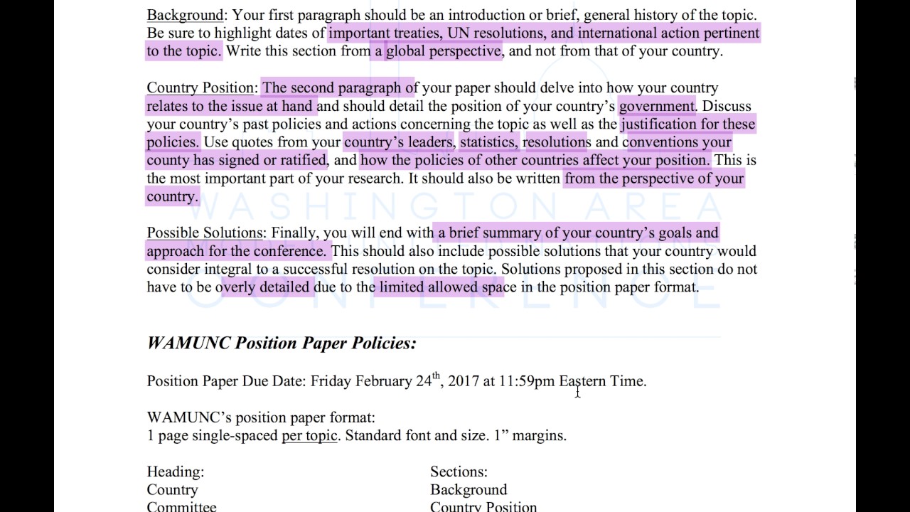 How to Write Position Papers