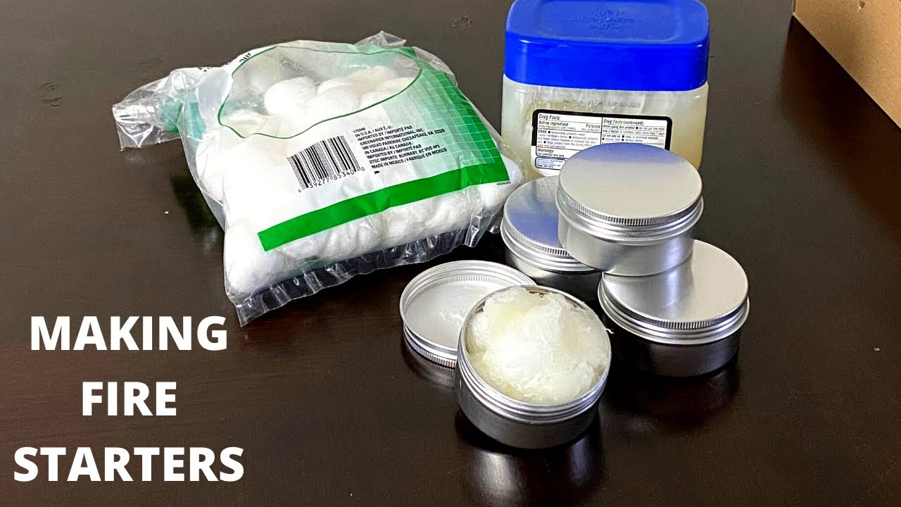 Making Fire Starters - Cotton Balls and Vaseline -