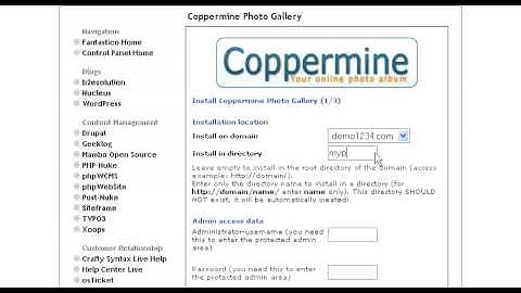 How to install Coppermine Photo Gallery from Fantastico