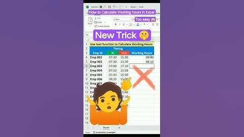 How to calculate Working hours in Ms Excel #excel #exceltricks #exceltips #computer #trending