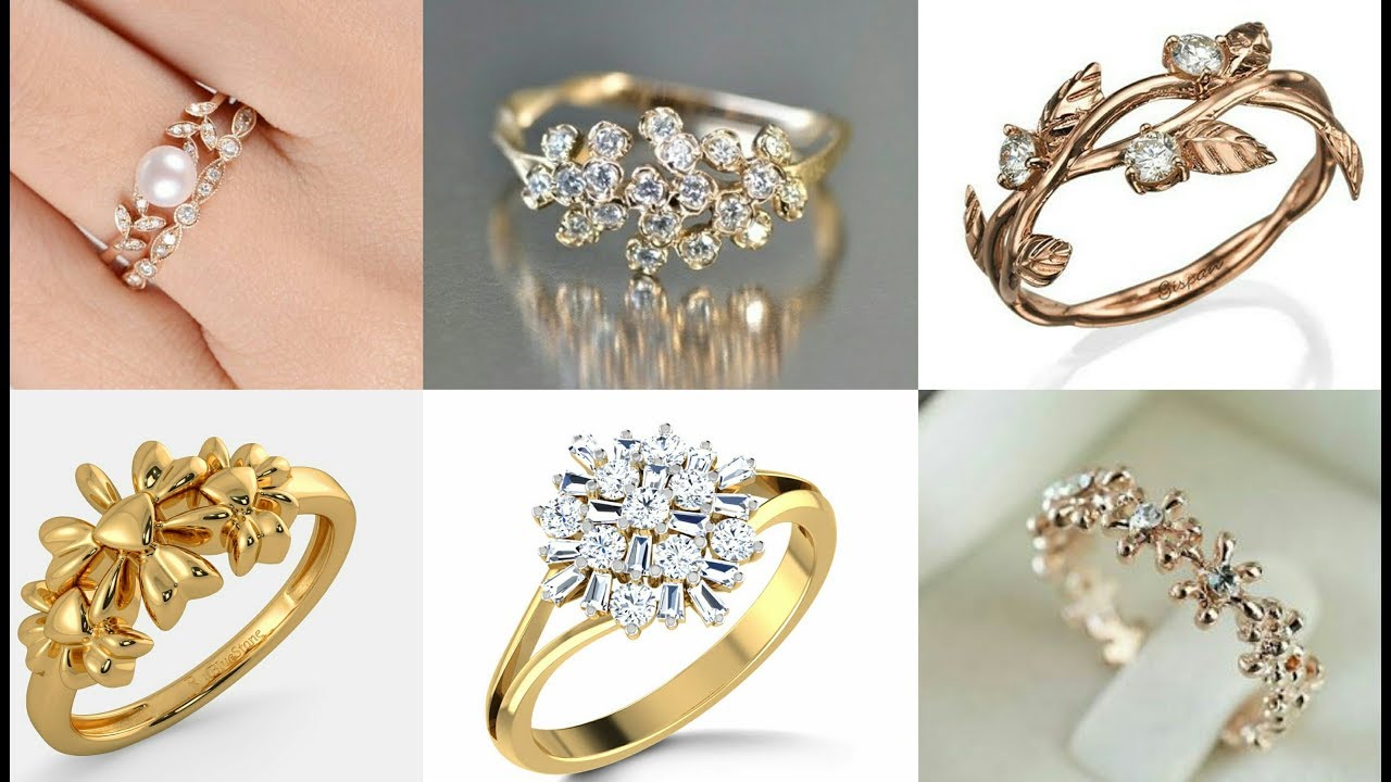 Round Open Cluster Ring | Gold Ring Design For Female With Price