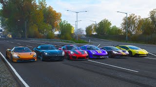 Forza Horizon 4 Drag race: 720S vs Aventador SV vs Ford GT vs GT2 RS vs 488 Pista vs 812