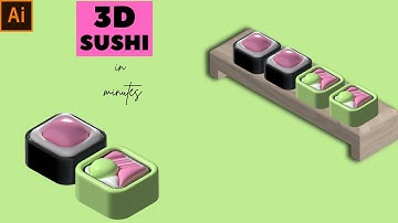 3D SUSHI || HOW TO MAKE 3D SUSHI IN MINUTES IN ADOBE ILLUSTRATOR