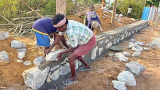 Durable Stone Masonry Wall On Compound Construction_Basement Natural Stone Wall Build Accurately