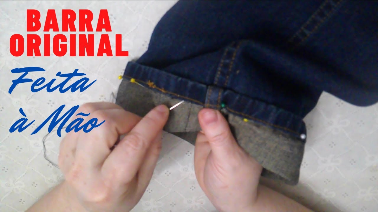 DIY COMO FAZER BARRA DE CALÇA JEANS A MÃO | Mia Dicas - YouTube