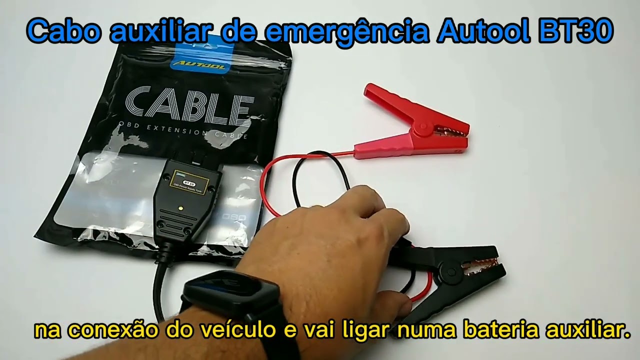 Cabo de Emergência OBD2 - Autool BT30 