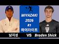Ji Sung Nam 남지성 vs Braden Shick, Miyazaki 2026 R1 하이라이트