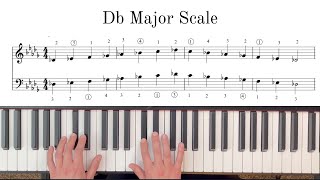 Db Major Scale- One Octave- Easy Piano