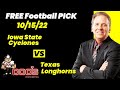 Free Football Pick Iowa State Cyclones vs Texas Longhorns Prediction, 10/15/2022 College Football
