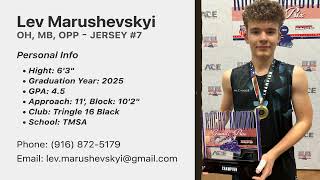 Highlight Lev Marushevskyi, 2025, OH, #7, 4.5 GPA, TMSA/Triangle 16 Black