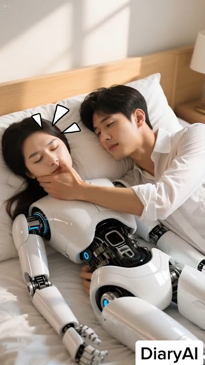 beautiful female robot sleeping accompanied by handsome man #robot #aiart #robotics #robots