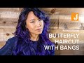 Butterfly Haircut with Bangs - Feather Razor Cut Tutorial