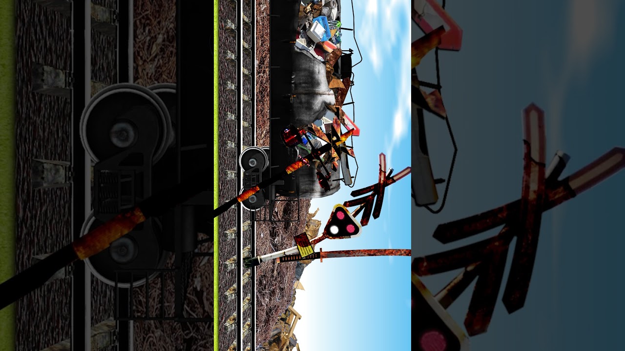 廃品回収の蒸気機関車に積まれていた踏切さん1/4K/Railroad Crossings Loaded on a Scrap Collection Steam Locomotive #Shorts