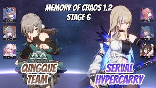 Qingque Team w/ SW & Serval Hypercarry Memory of Chaos Stage 6 (3 Stars) | Honkai Star Rail